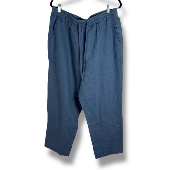 Grae Cove Blue Linen Cotton Pull On Pants Size XL - Picture 1 of 6
